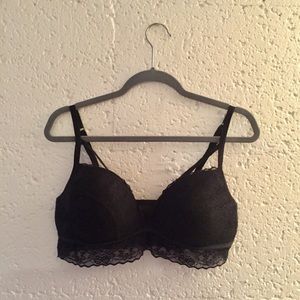PINK Black Strappy Lace Bralette